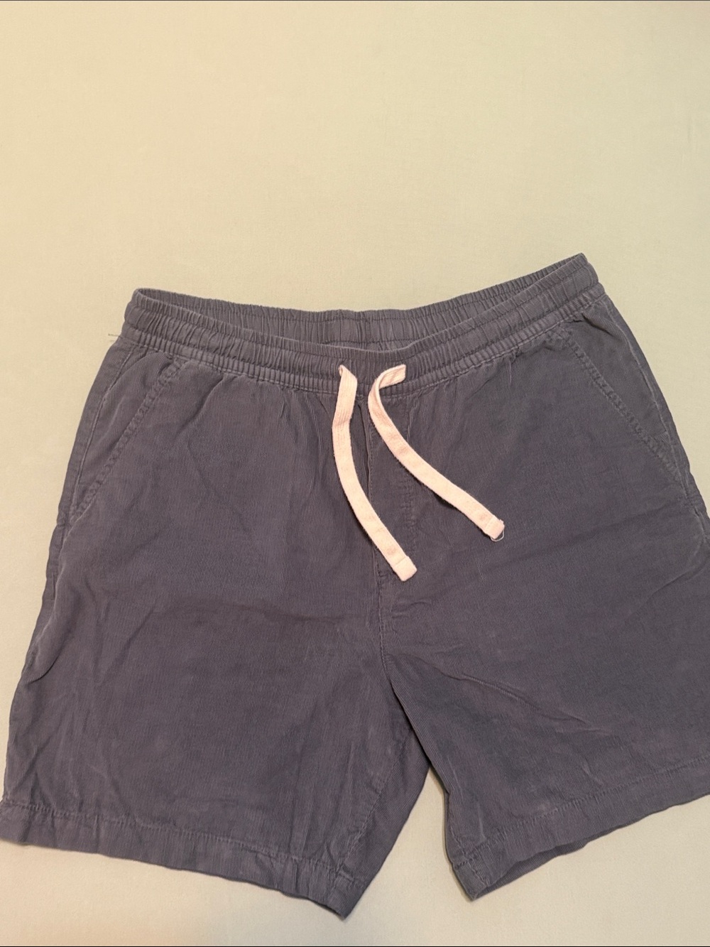 Men's Casual Drawstring Corduroy Shorts - Slate Gray with Cream Drawstring